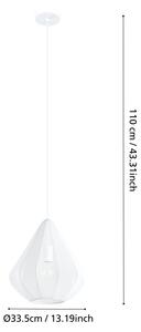 Lustră pe cablu Eglo 43996 DOLWEN 1xE27/40W/230V d. 33,5 cm alb