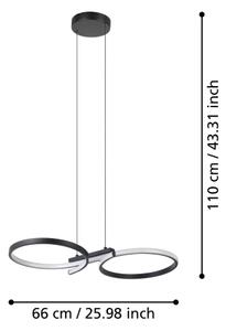 Lustră LED pe cablu Eglo 901267 SERPINS LED/21W/230V 3000K negru