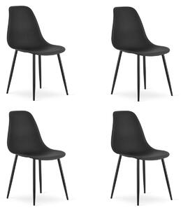 Set 4 scaune negre OSAKA cu picioare negre