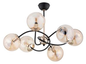 Lustră pe tijă AURORA 6xE14/10W/230V negru/auriu