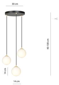 Lustră pe cablu ROYAL 3xE14/10W/230V d. 30 cm negru