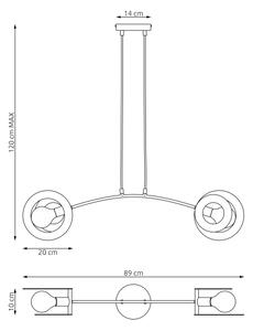 Lustră pe cablu EUFORIA 2xE27/15W/230V negru