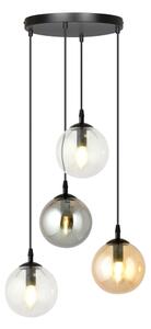 Lustră pe cablu COSMO 4xE14/10W/230V d. 40 cm negru/gri/bej/transparent