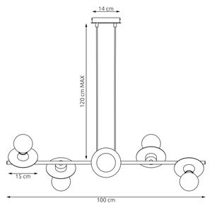 Lustră pe cablu TOKEN 6xE27/15W/230V portocaliu