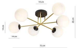 Lustră pe tijă MAGNUM 6xE14/10W/230V alb/auriu/negru