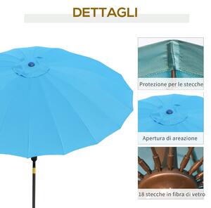 Umbrela de Gradina Outsunny cu Manivela, Ф255x240cm Albastru | Aosom RO