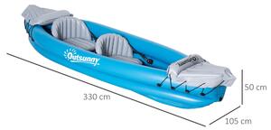Outsunny Canoe Gonflabil 2 Locuri, Caiac cu 2 Vasle din Aluminiu, Albastru | Aosom RO