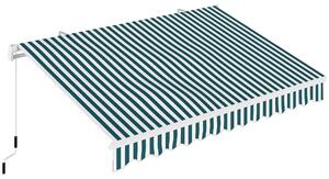 Outsunny Copertină Retractabilă cu Braț Pliabil și Protecție UV, 395x 245 cm, Verde și Alb | Aosom Romania