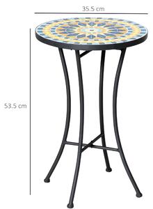 Outsunny Masuta de Gradina din Metal cu Blat din Mozaic Ceramic, Ф35.5x53.5cm, Multicolor | Aosom Ro