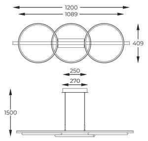 Lustră LED pe cablu Zuma Line MD3913-3-3BWLT ALMERIA LED/35W/230V
