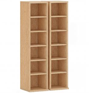 HOMCOM Set de 2 Mobili Suport CD cu Polițe Reglabile, Raft pentru 204 CD-uri Compact, Mobilier cu 12 Compartimente, pentru Living, Dormitor, Birou, 21x22,5x88,5cm, Culoare Lemn | Aosom Romania