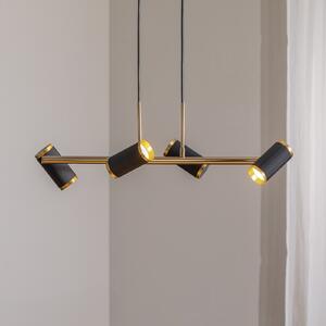 Lampă suspendată Lume negru / auriu antic lungime 66 cm 4 becuri metal