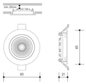 Corp de iluminat LED încastrat LED/6W/230V 3000K d. 8,5 cm alb