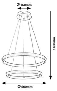 Rabalux 72403 - Lustră LED dimabilă suspendată pe cablu NEVIRA, 45W, 230V, 3000-6500K, cu telecomandă inclusă