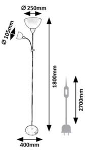 Rabalux 74109 - Lampadar ACTION PRO 1xE27/60W/230V + 1xE14/25W, negru
