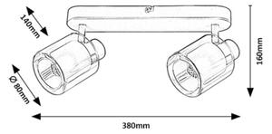Rabalux 73064 - Aplică spot MIRRAL 2xE14/15W/230V