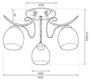 Lustră aplicată ELLA, 3x E27, 15 W, 230 V, crom lucios