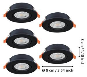 Eglo 902266 - Set 5x spoturi LED încastrate BARRANCO LED/4,8W/230V negru