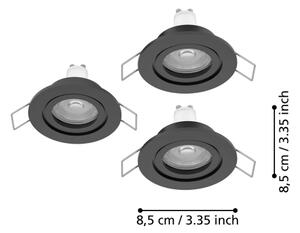 Eglo 902237 - Set 3x spoturi LED încastrate pentru baie BARRANCO, 1x GU10/4,5W/230V, IP44, negru