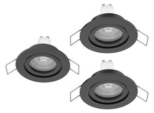 Eglo 902237 - Set 3x spoturi LED încastrate pentru baie BARRANCO, 1x GU10/4,5W/230V, IP44, negru