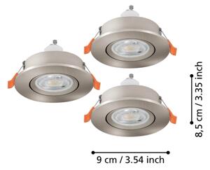 Eglo 902259 - Set de 3 spoturi LED încastrate pentru tavan BARRANCO, 1xGU10/4,5W/230V, crom