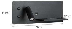 Aplică LED cu raft, USB și funcție de încărcare fără fir Immax 08287L LED/3W/230V + LED/3W
