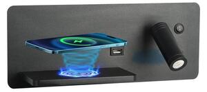 Aplică LED cu raft, USB și funcție de încărcare fără fir Immax 08288L LED/3W/230V + LED/3W