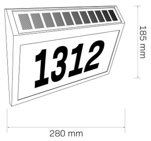 Număr casă solar LED NUMERO LED/3,7V 6000K 1200 mAh IP44 negru