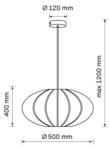 Lustră pe cablu KINU 1xE27/20W/230V d. 50 cm alb