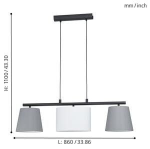 Lustră pe cablu Eglo 55207 ALMEIDA 3xE14/25W/230V gri