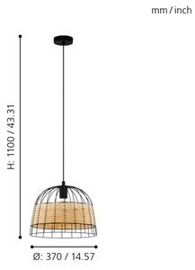 Lustră pe cablu Eglo 55709 ANWICK 1xE27/40W/230V ratan