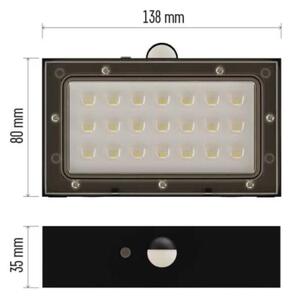 Proiector LED solar cu senzor de mișcare LED/3,7V 1200mAh 4000K IP65 negru