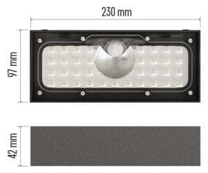 Proiector LED solar cu senzor de mișcare LED/3,7V 3000mAh 4000K IP65 negru