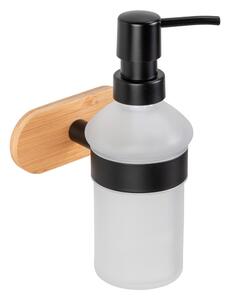 Dozator de săpun lichid negru/în culoare naturală autoadeziv din sticlă 300 ml Orea Bamboo – Wenko