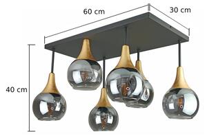 Lustră aplicată SOMA 6xE27/60W/230V negru/auriu/negru fumuriu
