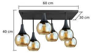 Lustră aplicată SOMA 6xE27/60W/230V negru/bej fumuriu