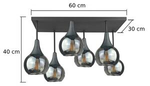 Lustră aplicată SOMA 6xE27/60W/230V negru/negru fumuriu