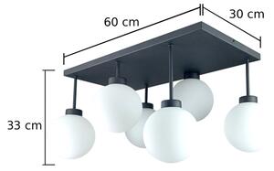 Lustră aplicată DEA 6xE14/60W/230V negru/alb