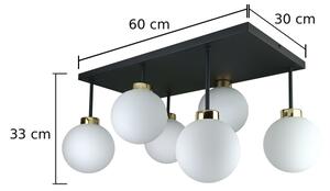 Lustră aplicată DEA 6xE14/60W/230V negru/auriu/alb