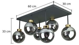 Lustră aplicată DEA 6xE14/60W/230V negru/auriu/negru fumuriu
