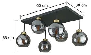 Lustră aplicată NESSA 6xE27/60W/230V negru/auriu/negru fumuriu