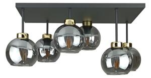Lustră aplicată NESSA 6xE27/60W/230V negru/auriu/negru fumuriu