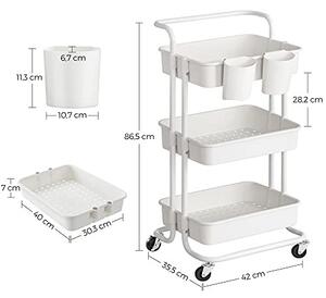 Raft depozitare cu roti, Songmics, Alb, 41.6x33.5x86.3 cm