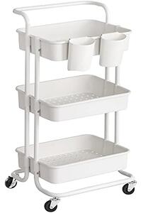 Raft depozitare cu roti, Songmics, Alb, 41.6x33.5x86.3 cm