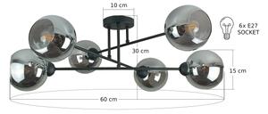 Lustră pe tijă VASCO 6xE27/60W/230V negru/negru fumuriu