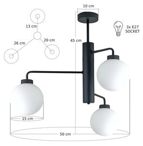 Lustră pe tijă FLEX 3xE27/60W/230V negru/alb