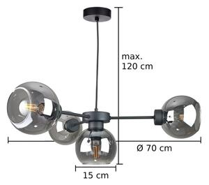 Lustră pe cablu KALIOPE 4xE27/60W/230V negru/negru fumuriu
