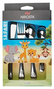 Set 4 tacâmuri din oțel pentru copii Nirosta Safari