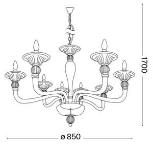 Lustră pe lanț Ideal Lux DANIELI 8xE14/40W/230V d. 85 cm alamă