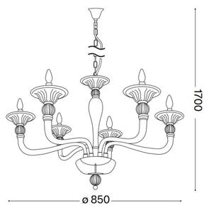 Lustră pe lanț Ideal Lux DANIELI 6xE14/40W/230V d. 85 cm alamă